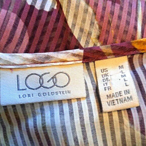 LOGO by Lori Goldstein Purple Sheer Floral Printed Woven Duster Size Medium - Picture 5 of 6